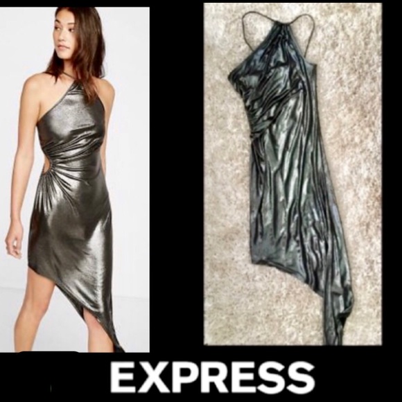 EXPRESS OMBRE ASYMMETRICAL CUT OUT DRESS - Picture 3 of 7